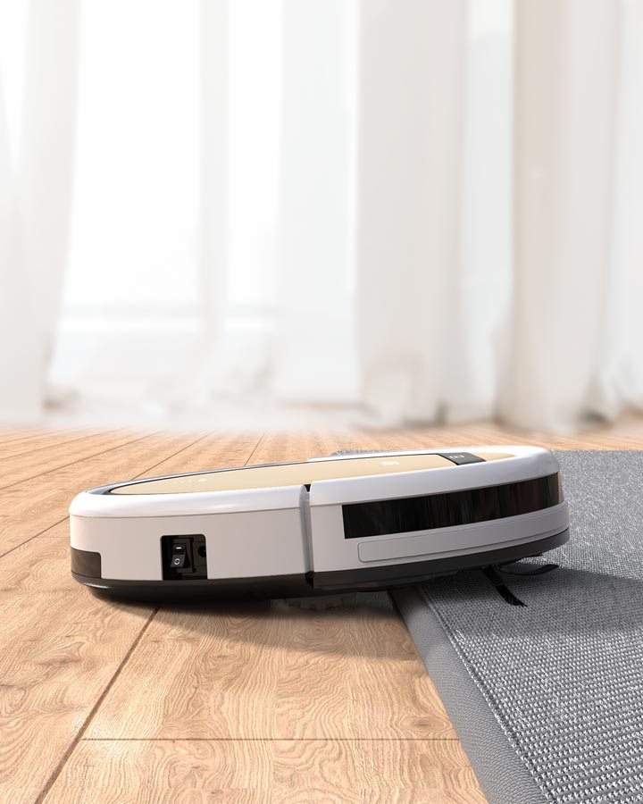 ILIFE robot vacuum gliding on carpet