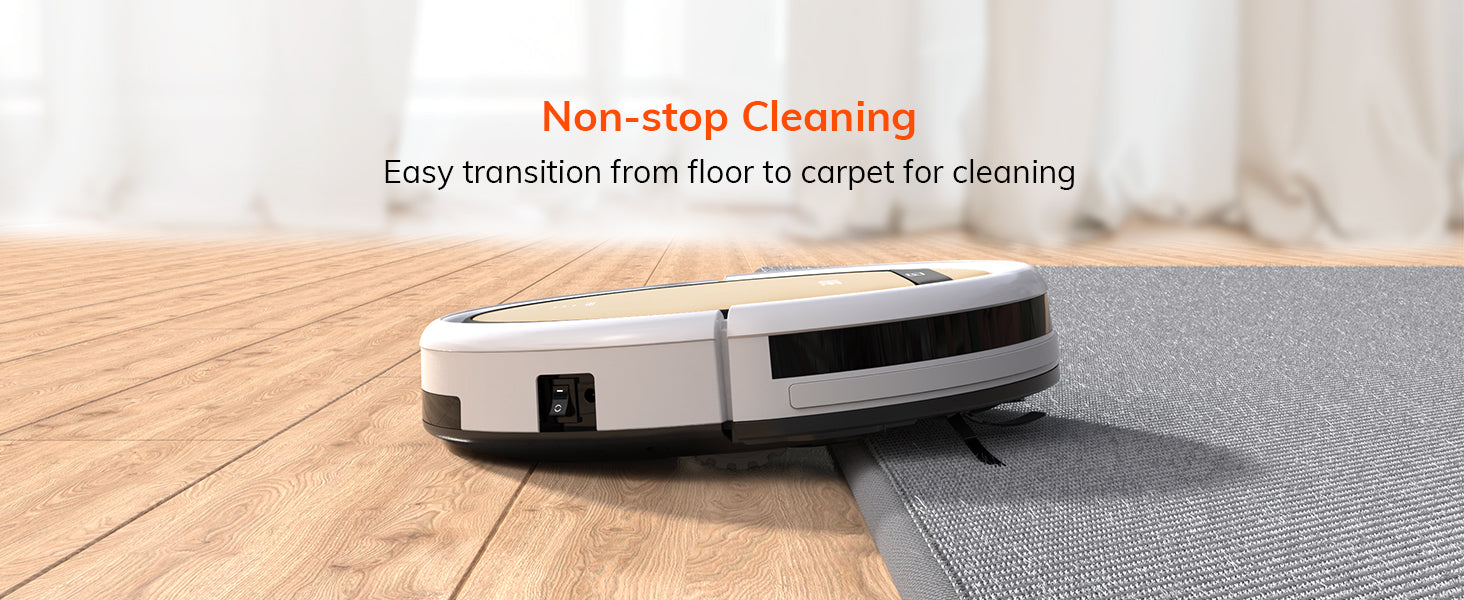 ILIFE robot vacuum gliding on carpet 
