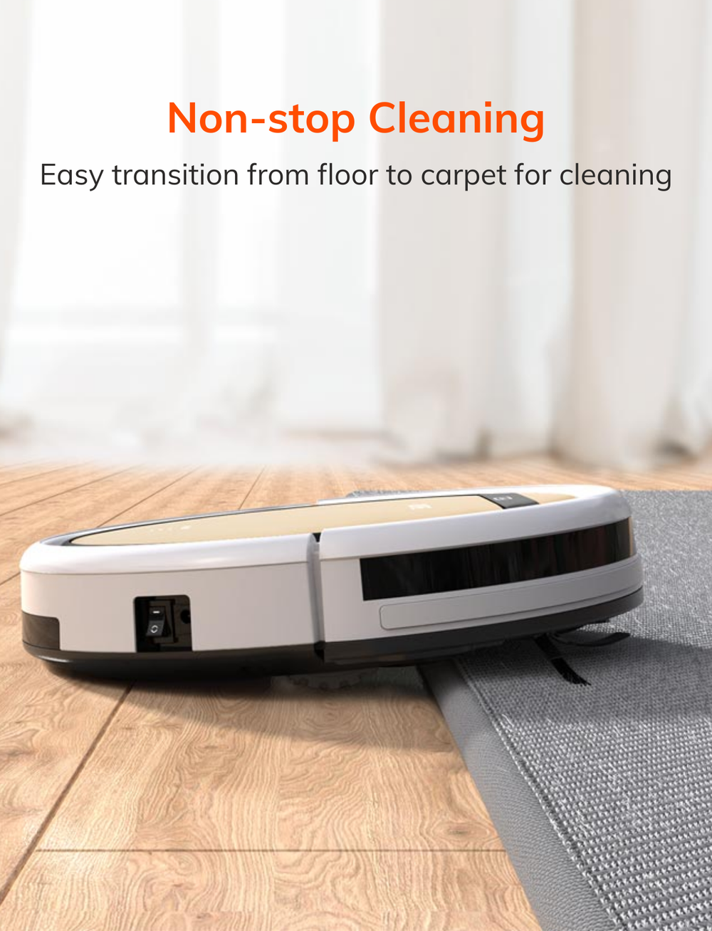 ILIFE robotic vacuum cleans on carpet 