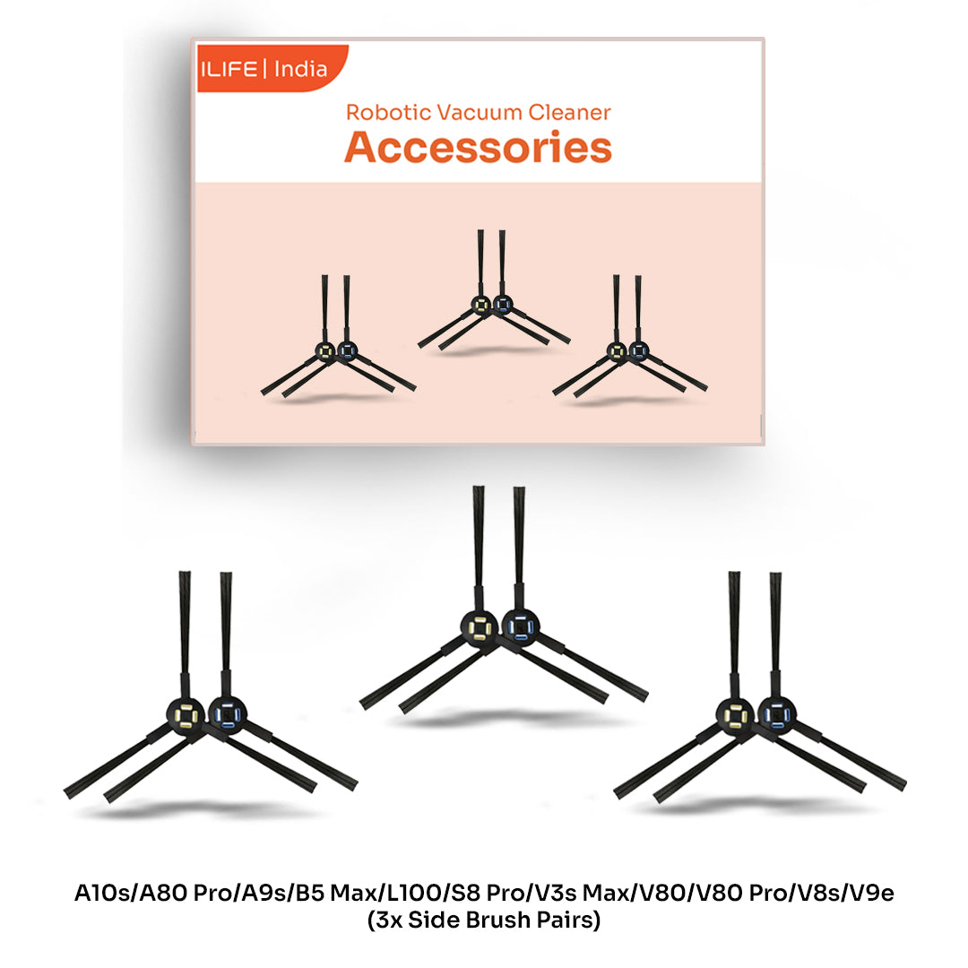 A10s/A80 Pro/A9s/B5 Max/L100/S8 Pro/V3s Max/V80/V80 Pro/V8s/V9e Side Brush - (3x Pairs)
